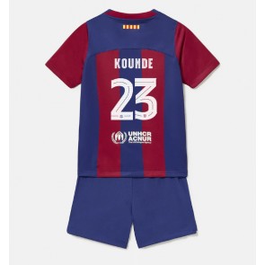 Barcelona Jules Kounde #23 Domaci Dres za Dječji 2023-24 Kratak Rukavima (+ kratke hlače)